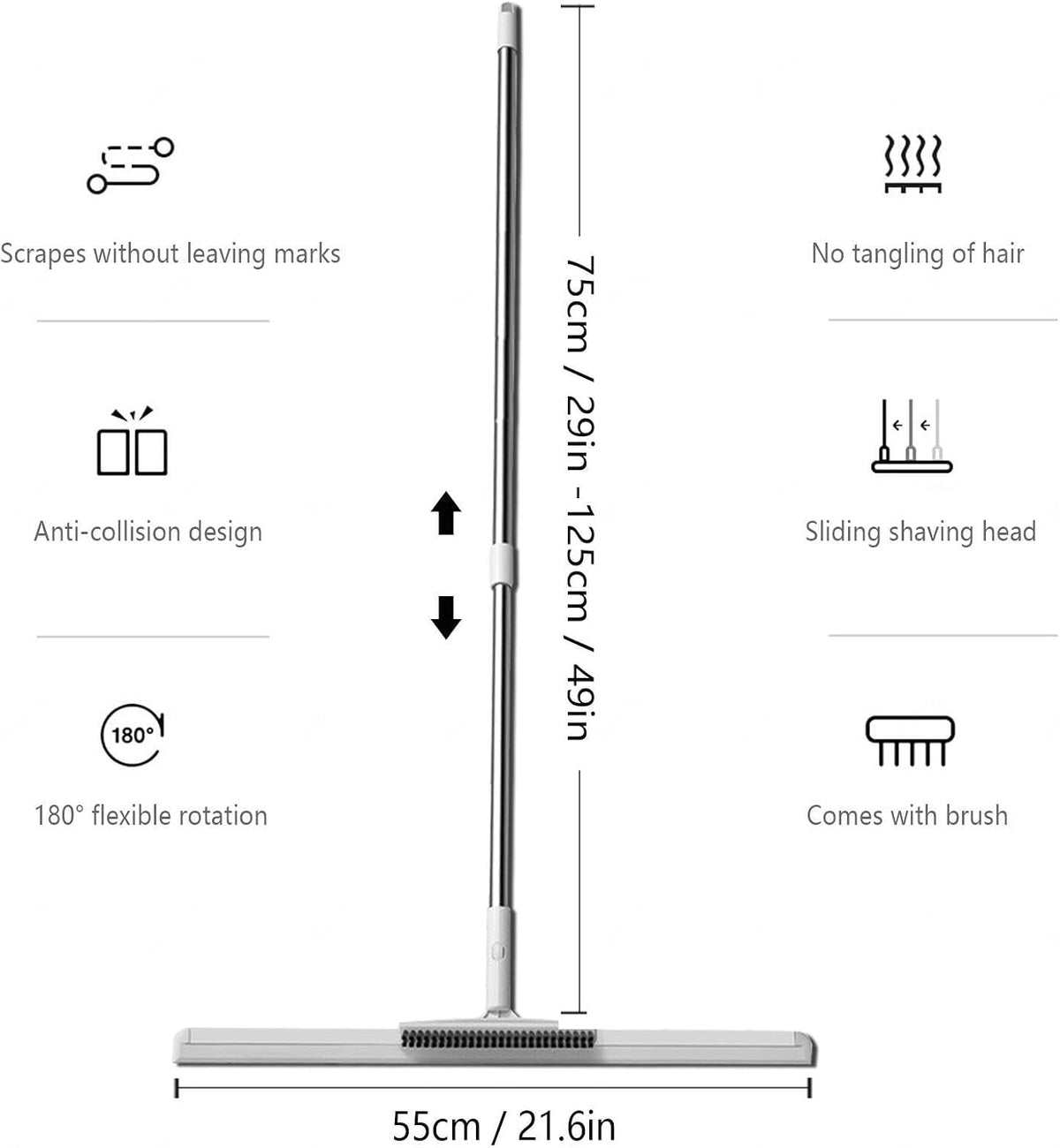 2-in-1 Floor Sweeper and Scrubber Broom – Stiff Bristle Brush with Squeegee