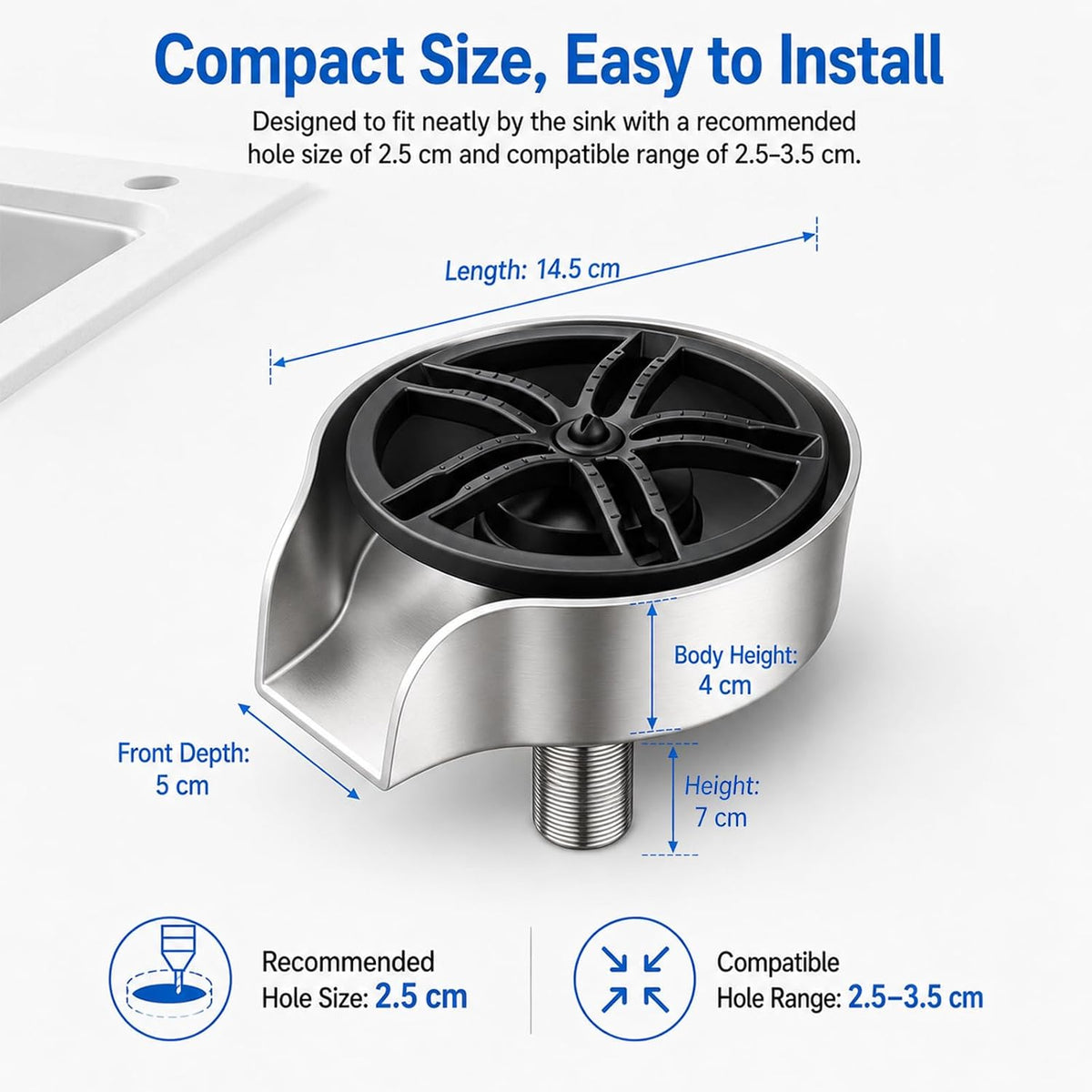 Kitchen Sink Glass Rinser – 360° Rotating Cup Washing and Rinsing Tool