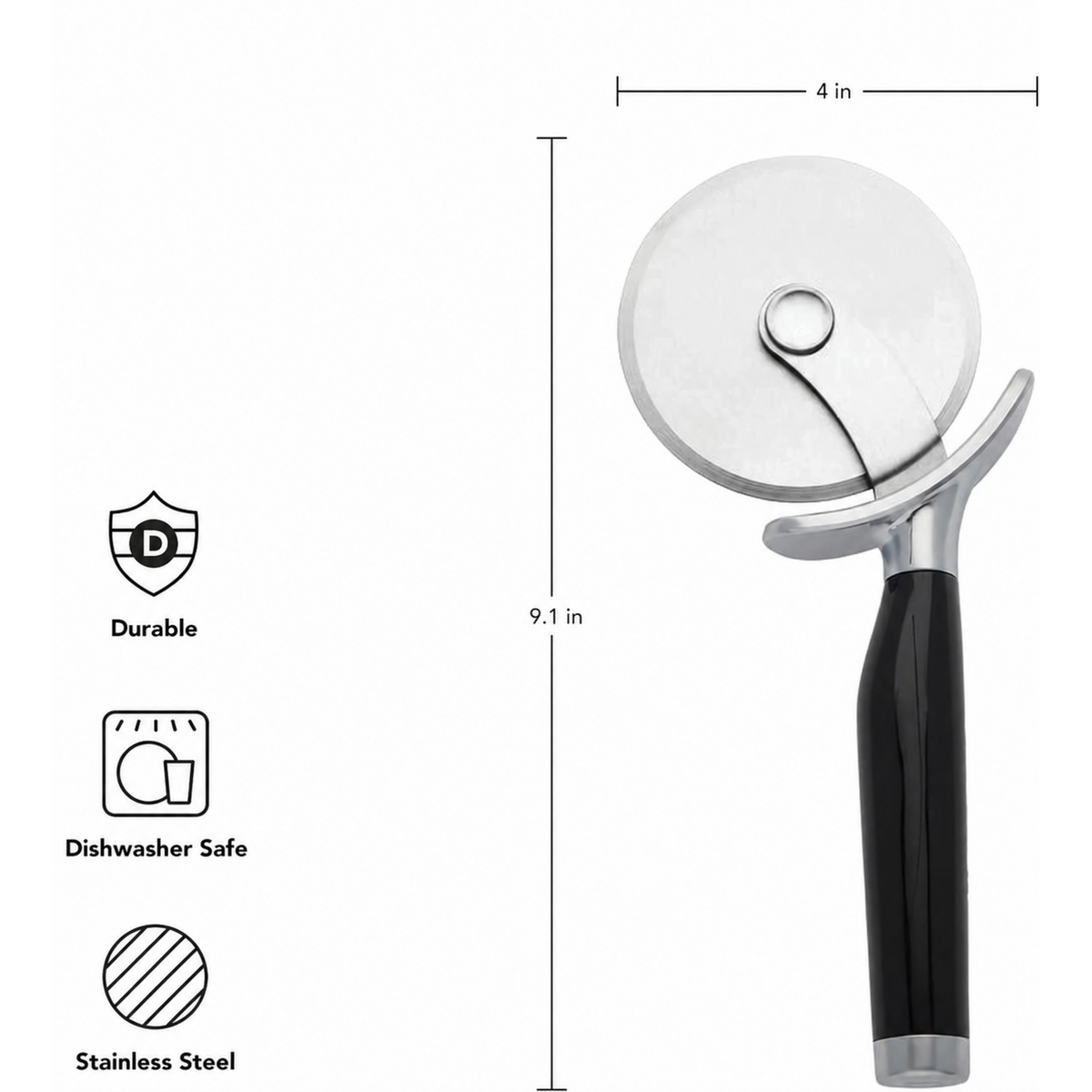 Classic Pizza Cutter Wheel – Sharp Blade with Safety Guard for Easy Pizza Slicing