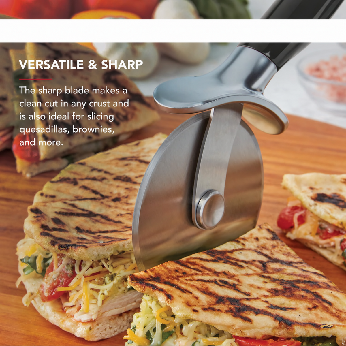 Classic Pizza Cutter Wheel – Sharp Blade with Safety Guard for Easy Pizza Slicing
