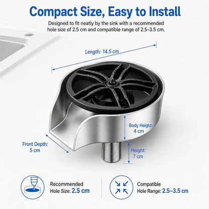Kitchen Sink Glass Rinser – 360° Rotating Cup Washing and Rinsing Tool