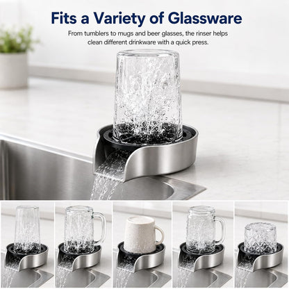Kitchen Sink Glass Rinser – 360° Rotating Cup Washing and Rinsing Tool