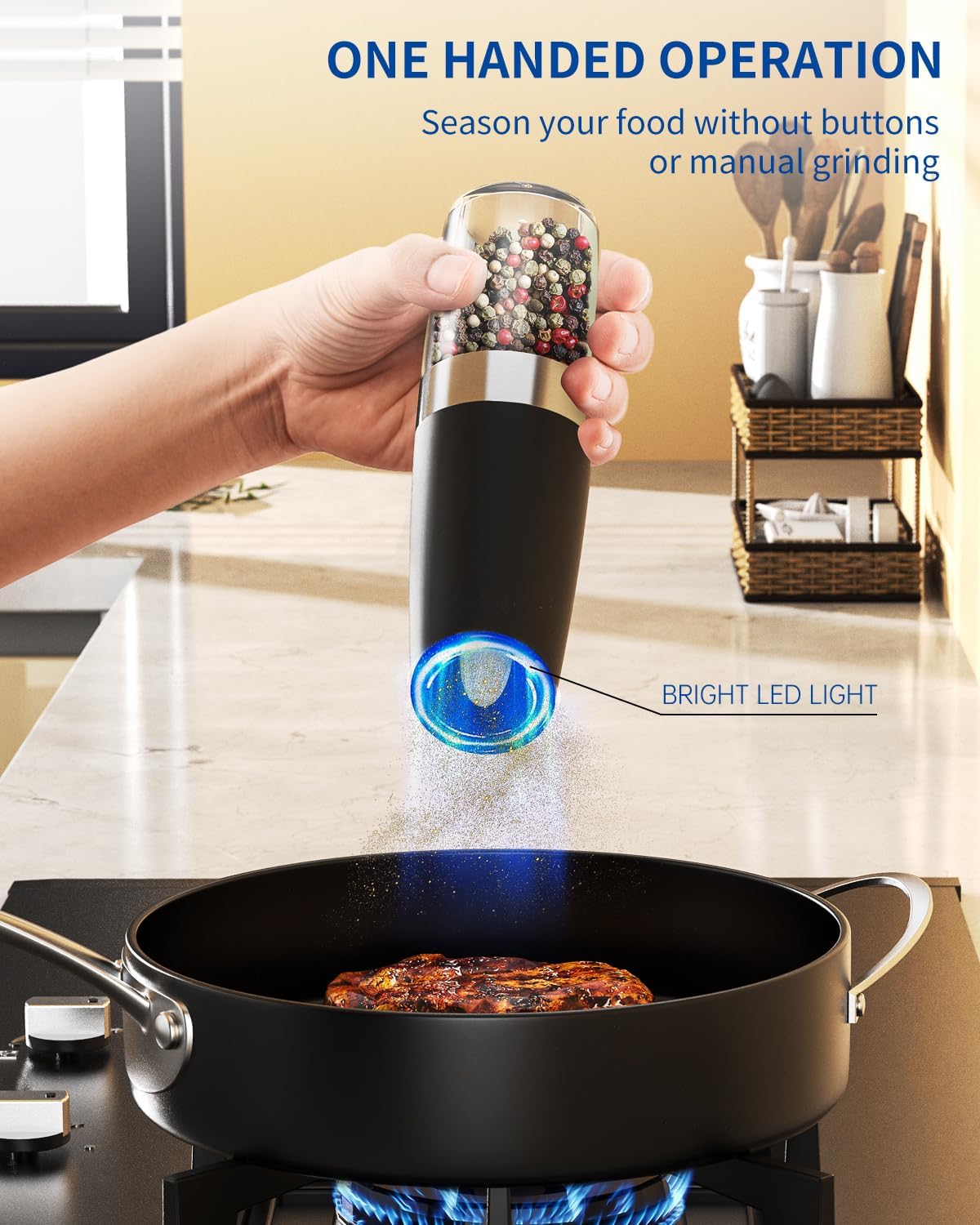 Automatic Electric Salt and Pepper Grinder Set – Adjustable Coarseness with LED Light