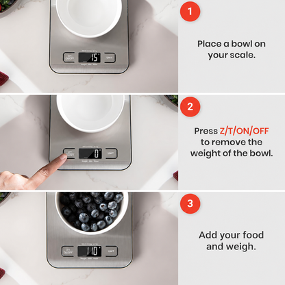 Precision Digital Kitchen Scale – Food Weighing Scale with Gram & Ounce Units
