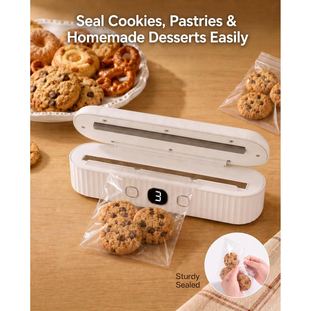 Mini Rechargeable Heat Bag Sealer – Portable Food Storage Sealer for Snacks, Cereal & Pet Food Bags