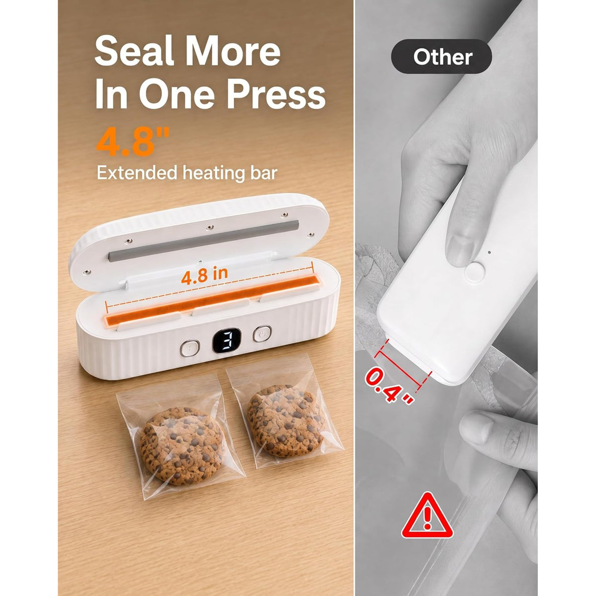 Mini Rechargeable Heat Bag Sealer – Portable Food Storage Sealer for Snacks, Cereal & Pet Food Bags