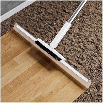 2-in-1 Floor Sweeper and Scrubber Broom – Stiff Bristle Brush with Squeegee