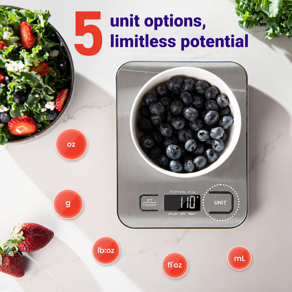 Precision Digital Kitchen Scale – Food Weighing Scale with Gram & Ounce Units